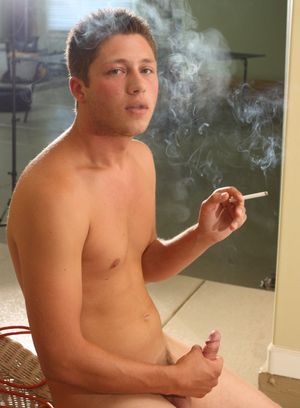 Nude Smoking Men wear panty